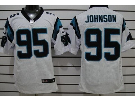 Nike Carolina Panthers 95 Charles Johnson White Elite NFL Jersey