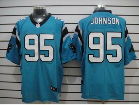 Nike Carolina Panthers 95 Charles Johnson Blue Elite NFL Jerseys