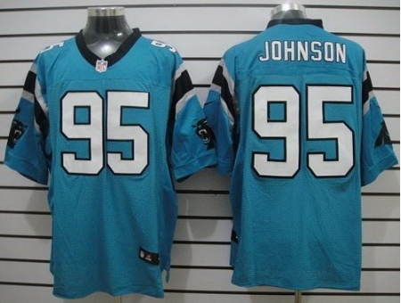 Nike Carolina Panthers 95 Charles Johnson Blue Elite NFL Jersey