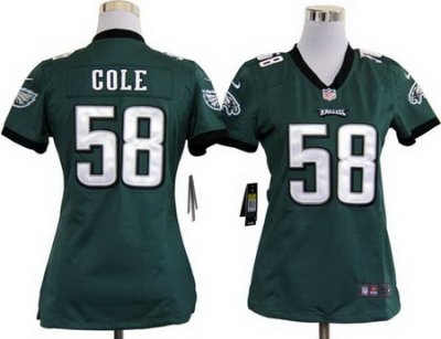 Women Nike Philadelphia Eagles 58 Trent Cole Dark Green Nike NFL Jerseys