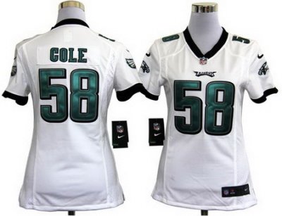 Women Nike Philadelphia Eagles 58 Trent Cole White Nike NFL Jerseys