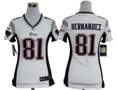 Women Nike New England Patriots 81 Hernandez White Jersey