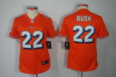 Women Nike Miami Dolphins 22# Reggie Bush Orange Color[NIKE LIMITED Jersey]