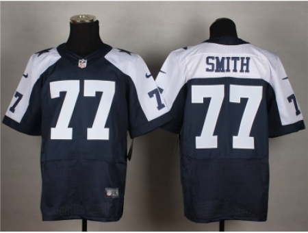 Nike Dallas Cowboys 77 Tyron Smith blue Elite thankgiving NFL Jersey