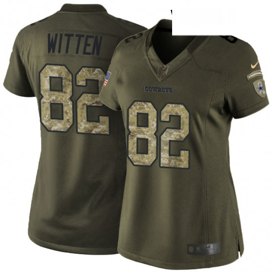 Womens Nike Dallas Cowboys 82 Jason Witten Elite Green Salute to Service NFL Jersey