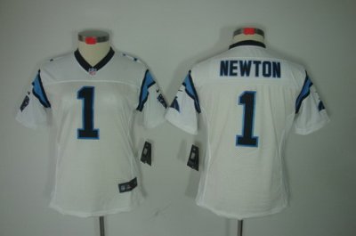 Women Nike Carolina Panthers 1# Newton White Color[Nike Limited Jerseys]