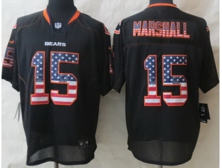 Nike Chicago Bears 15 Brandon Marshall Black Elite USA Flag Fashion NFL Jersey