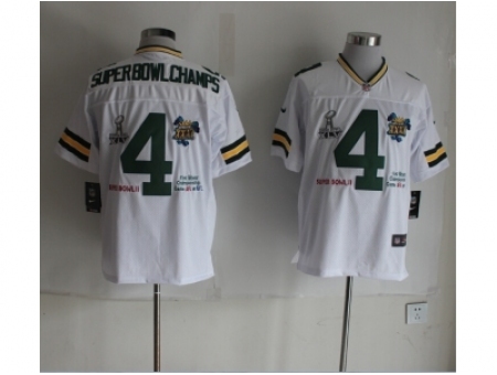 Nike Green Bay Packers 4 Super Bowl Champs white Elite NFL Jersey