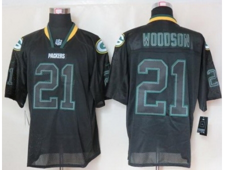 Nike Green Bay Packers 21 Charles Woodson Black Elite Lights Out NFL Jersey