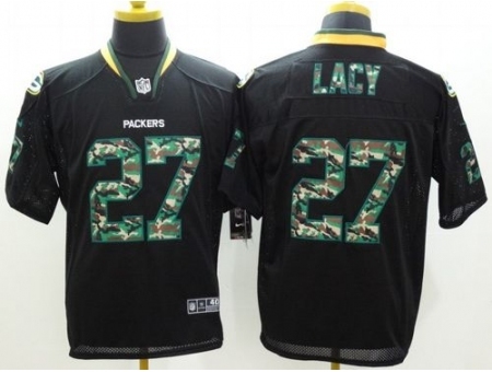 Nike Green Bay Packers 27 Eddie Lacy Black Elite Camo Fashion NFL Jersey