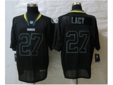 Nike Green Bay Packers 27 Eddie Lacy Black Elite Lights Out NFL Jersey