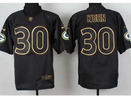 Nike Green Bay Packers 30 John Kuhn Black Elite 2014 PRO Gold Lettering Fashion NFL Jersey