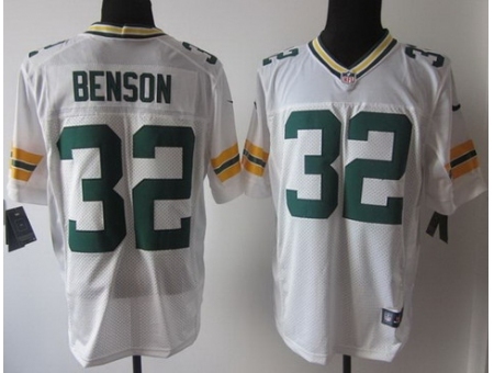 Nike Green Bay Packers 32 Cedric Benson White Elite NFL Jersey