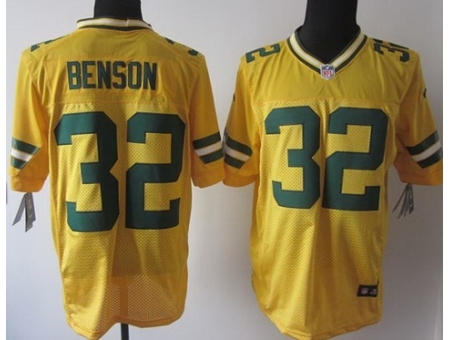 Nike Green Bay Packers 32 Cedric Benson Yellow Elite NFL Jersey