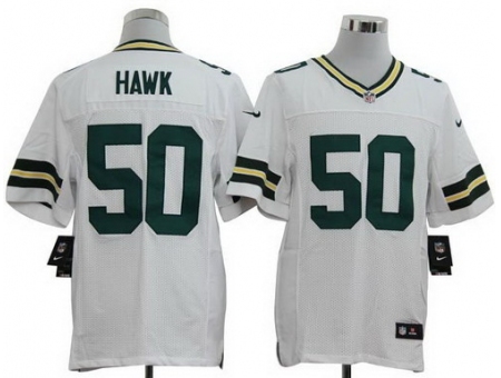 Nike Green Bay Packers 50 A.J. Hawk White Elite Nike Jersey