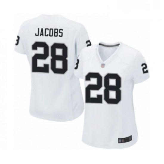 Womens Oakland Raiders 28 Josh Jacobs Game White Football Jersey