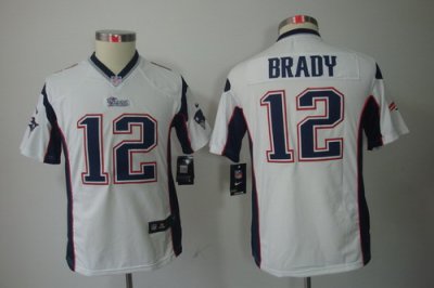 Youth Nike New England Patriots 12# Brady White Color[Youth Limited Jerseys]