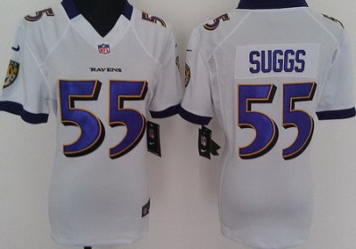 Women Nike Baltimore Ravens #55 Terrell Suggs White Nike NFL Jerseys