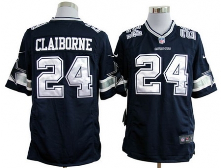 Nike Dallas Cowboys 24 Morris Claiborne Blue Game NFL Jersey