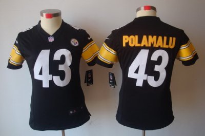 Women Nike Pittsburgh Steelers 43# Popamalu Black Color[Women's NIKE LIMITED Jersey]