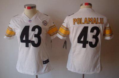 Women Nike Pittsburgh Steelers 43# Popamalu White Color[Women's NIKE LIMITED Jersey]