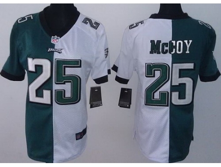 Women Nike Philadelphia Eagles 25 LeSean McCoy White Green Split NFL Jerseys