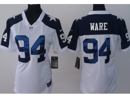 Women Nike Dallas Cowboys 94 DeMarcus Ware White Thanksgivings NFL Jerseys