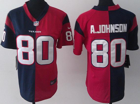 Women Nike Houston Texans 80 Andre Johnson Red Blue Split NFL Jerseys