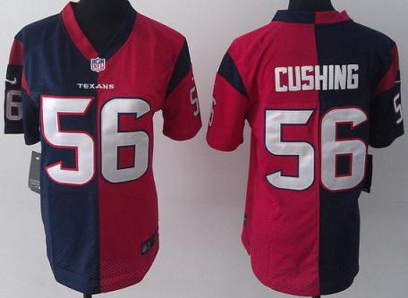 Women Nike Houston Texans 56 Brian Cushing Red Blue Split NFL Jerseys