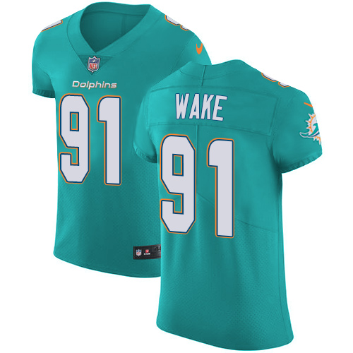 Nike Dolphins #91 Cameron Wake Aqua Green Team Color Mens Stitched NFL Vapor Untouchable Elite Jerse