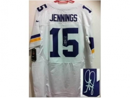 Nike Minnesota Vikings 15 Greg Jennings white Elite signature NFL Jersey