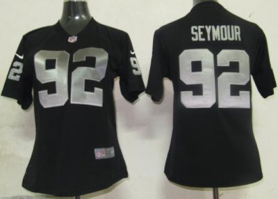 Womens Nike Oakland Raiders 92 Seymour Black Nike NFL Jerseys