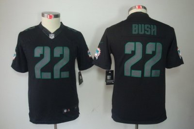 Youth Nike Miami Dolphins 22# Reggie Bush Black Impact Limited Jerseys