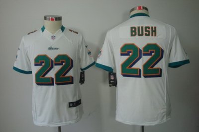 Youth Nike Miami Dolphins 22# Reggie Bush White Color[Youth Limited Jerseys]