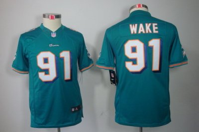 Youth Nike Miami Dolphins 91 Cameron Wake Green Color[Youth Limited Jerseys]