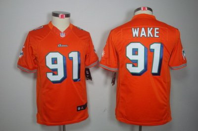 Youth Nike Miami Dolphins 91# Cameron Wake Orange Color[Youth Limited Jerseys]