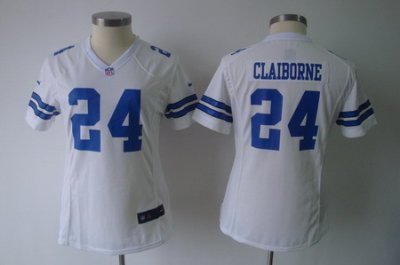 Women Nike Dallas Cowboys 24# Claiborne Authentic White Jersey