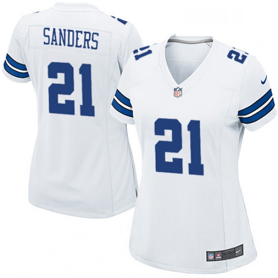 Womens Nike Dallas Cowboys 21 Deion Sanders Game White NFL Jersey