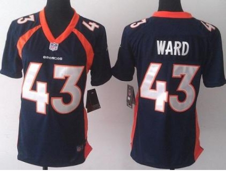 Women Nike Denver Broncos #43 T.J. Ward Blue NFL Jerseys