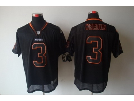 Nike Cleveland Browns 3 Brandon Weeden Black Elite Lights Out NFL Jersey