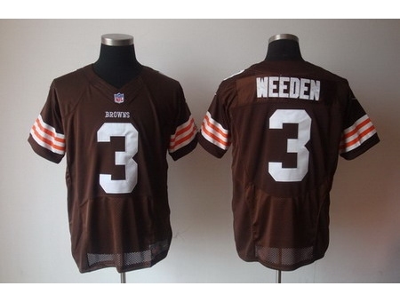 Nike Cleveland Browns 3 Brandon Weeden Brown Elite NFL Jersey