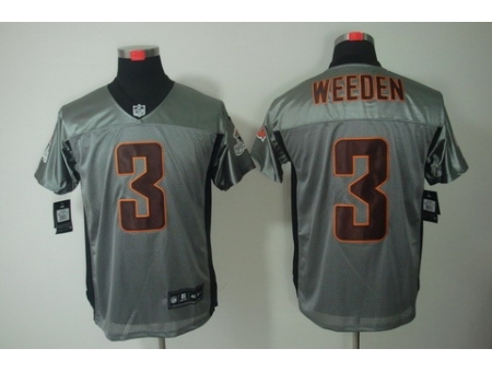 Nike Cleveland Browns 3 Brandon Weeden Grey Elite Shadow NFL Jersey