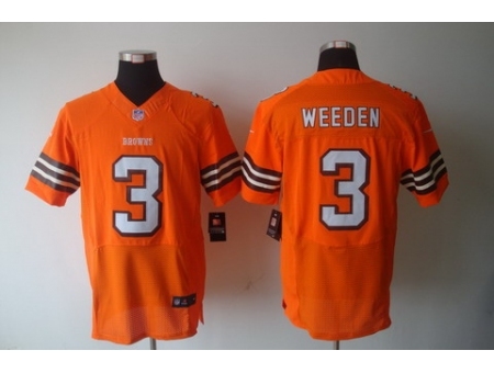 Nike Cleveland Browns 3 Brandon Weeden Orange Elite NFL Jersey