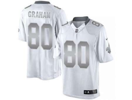 Nike New Orleans Saints 80 Jimmy Graham White Limited Platinum NFL Jersey