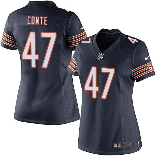 Nike NFL Chicago Bears #47 Chris Conte Navy Blue Women's Limited Team Color