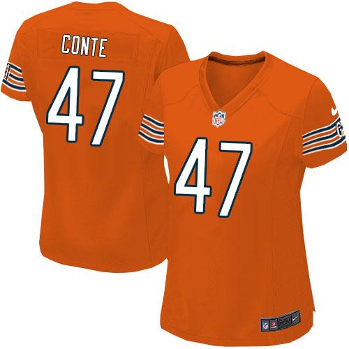 Nike NFL Chicago Bears #47 Chris Conte Orange Women's Game Alternate Jersey