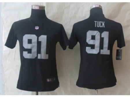 Women Nike Oakland Raiders #91 Tuck Black Jerseys