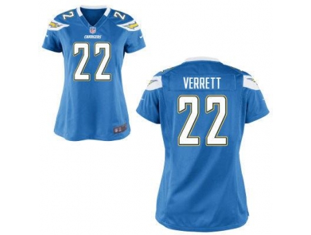 Women Nike San Diego Chargers 22 Jason Verrett Light Blue MLB Jerseys