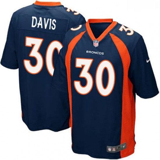 Men Nike Denver Broncos 30 Terrell Davis Game Navy Blue Alternat