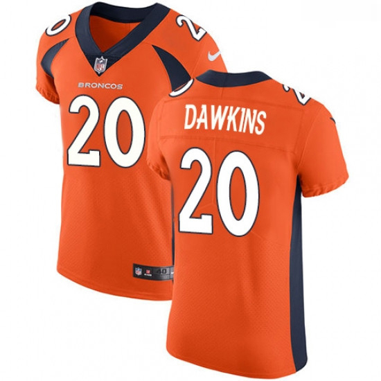 Men Nike Denver Broncos 20 Brian Dawkins Orange Team Color Vapor Untouchable Elite Player NFL Jersey